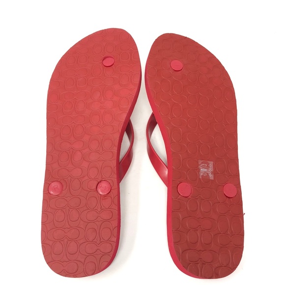 Coach Abbigail Flip Flops Sandals Red Floral 9 - Picture 8 of 8